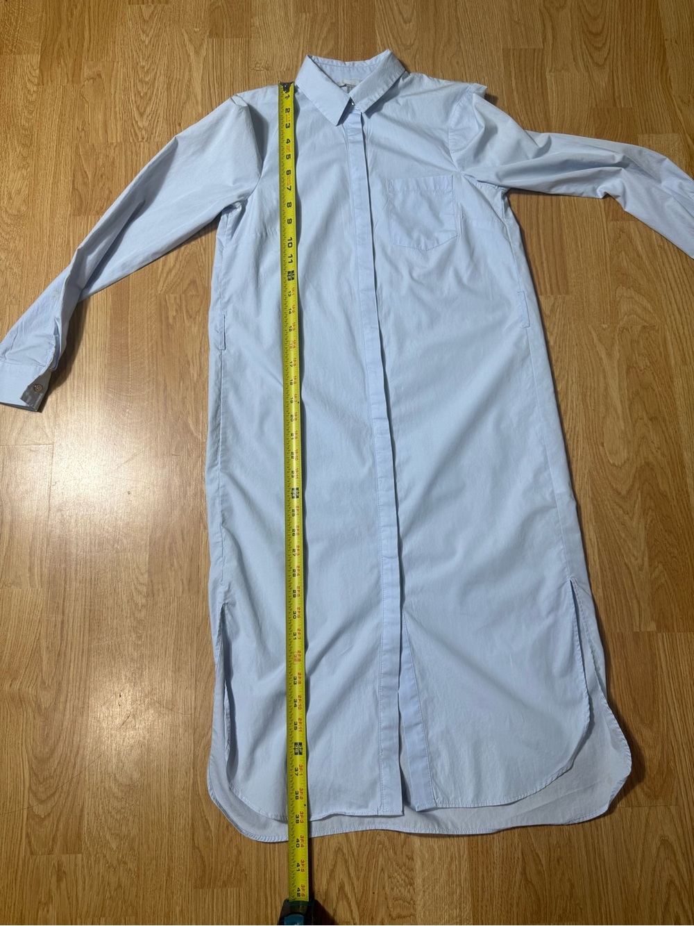 H&M Women’s Light Blue Long Sleeve Cotton Shirt Dress - Size 2 - Picture 10 of 16